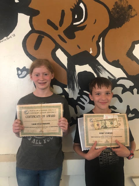 Fifth grade conservation poster award winners.